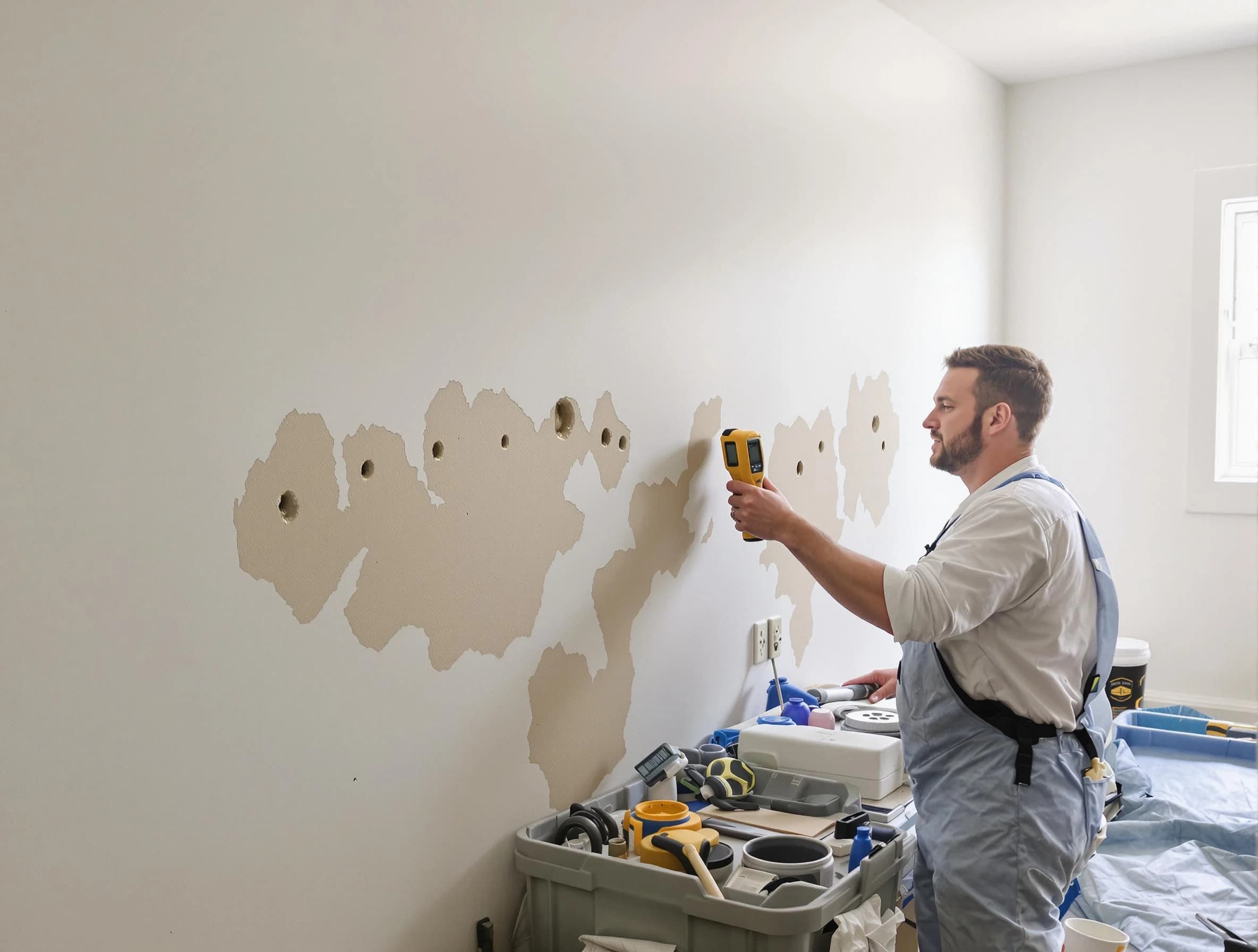 Willowick House Painters repairing damaged drywall in Willowick