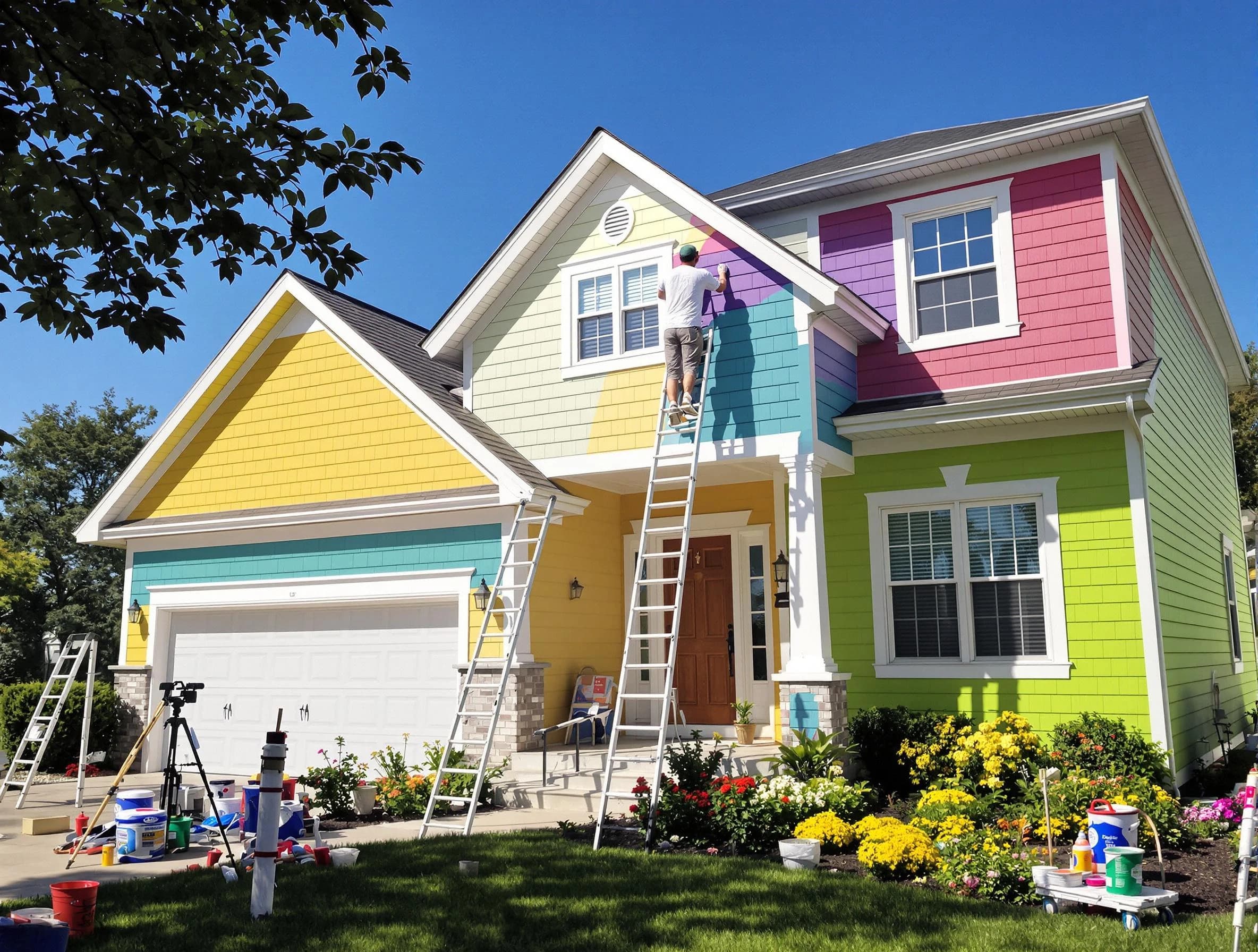 Willowick House Painters professionals painting a home exterior in Willowick, OH