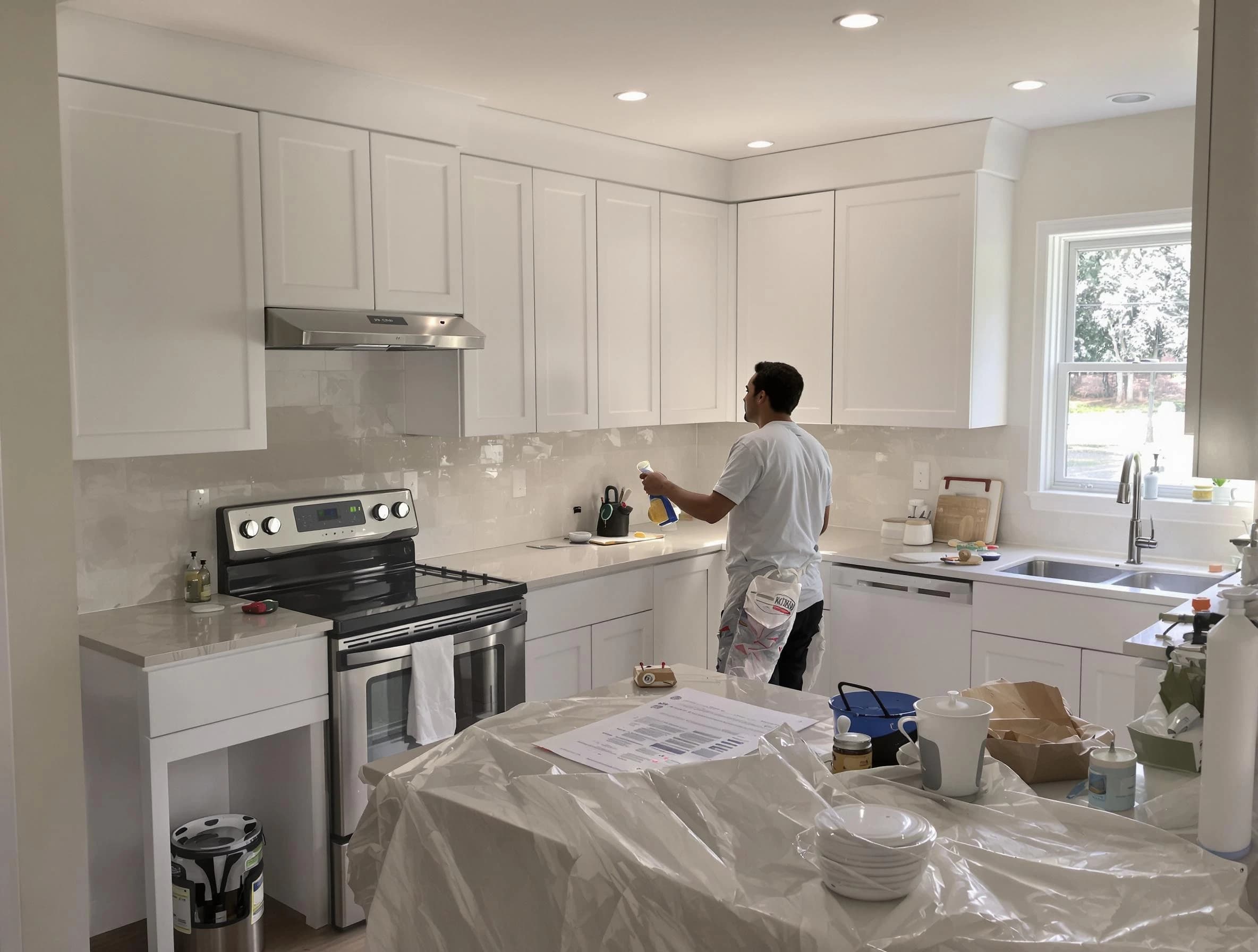 Willowick House Painters performing detailed kitchen painting in Willowick